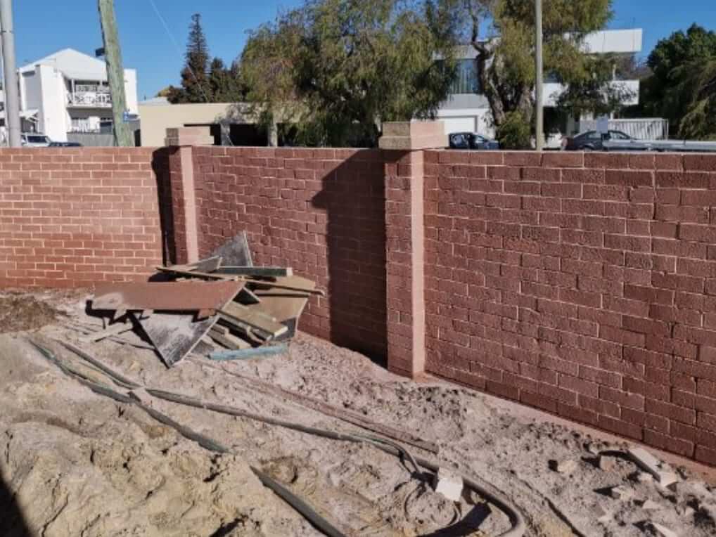 The same Perth brick wall stripped back to clean face brick after dustless blasting