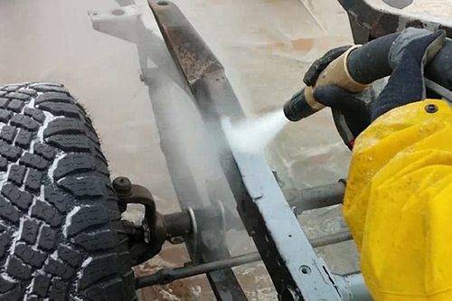 Automotive dustless blasting on a vintage panel in Perth