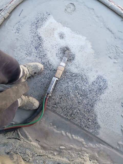 Concrete blasted to expose aggregate for a keyed, non-slip finish