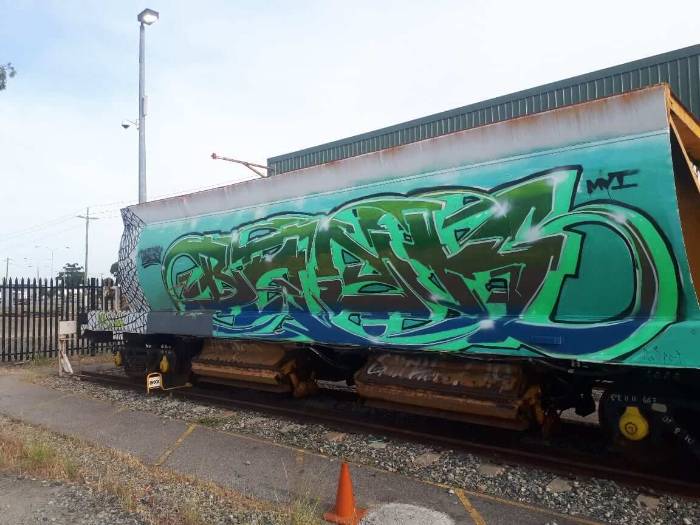 Graffiti removed from a ballast wagon for the WA rail network